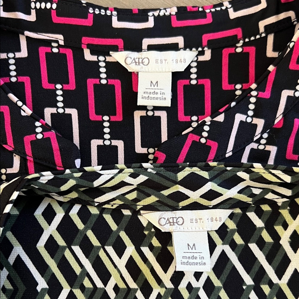Black/Red & Green/Black Geometric Patterned Blouse BUNDLE SET - Picture 2 of 13